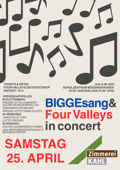 Plakat Four Valleys & BIGGEsang in concert